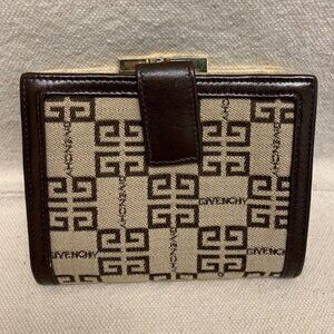 Vintage Givenchy monogram design brown wallet with coin purse